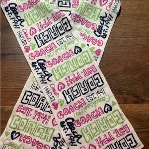 Coach Graphic Print Scarf - Pink, Green, Black